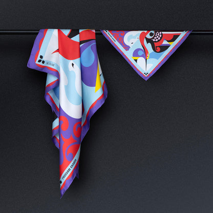 Coffret Duo | Foulard 90x90 cm + Pochette de costume 33x33 cm | Freedom Chaser (design 1)