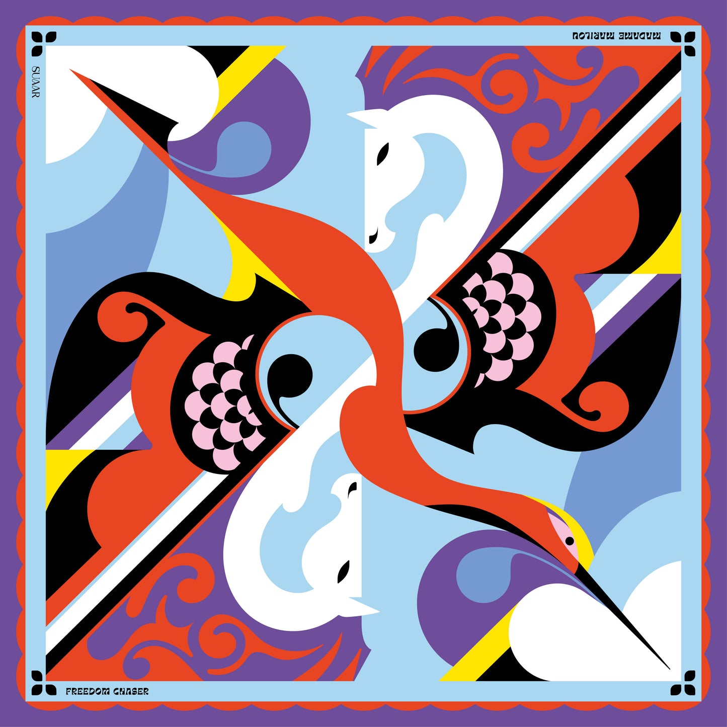 Coffret Duo | Foulard 90x90 cm + Pochette de costume 33x33 cm | Freedom Chaser (design 1)